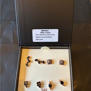 Rose Gold Plated Black Onyx Earrings Set